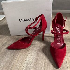 Calvin Klein Red Suede Women's Heels